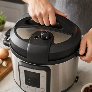 Pressure cooker sealed for cooking beef pho broth