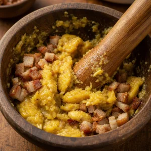 Mofongo texturé écrasé avec du chicharrón
