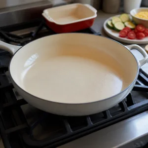 Padella adatta al forno vuota che si scalda sul fornello