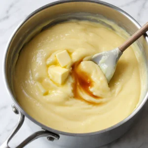 Burro che si scioglie nella crema alla vaniglia tiepida