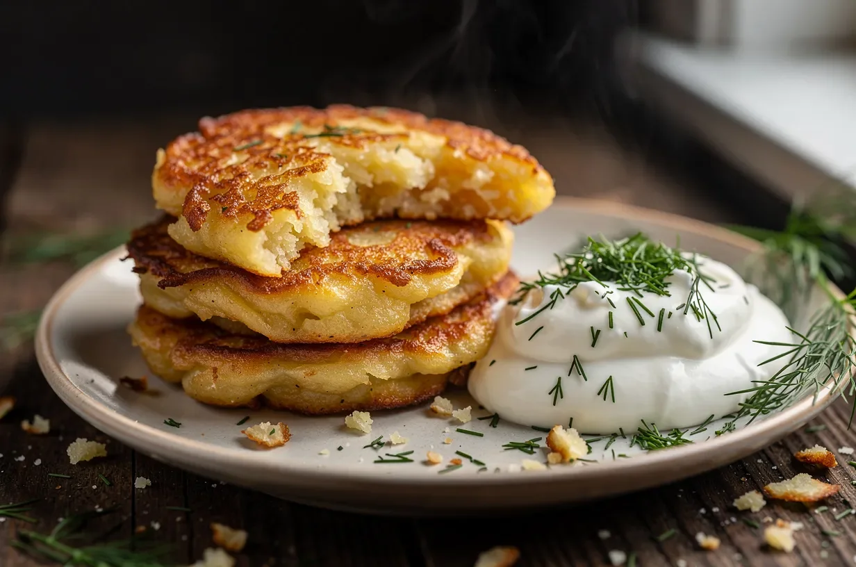 Belarusian Potato Draniki with Garlic Sour Cream — Crispy