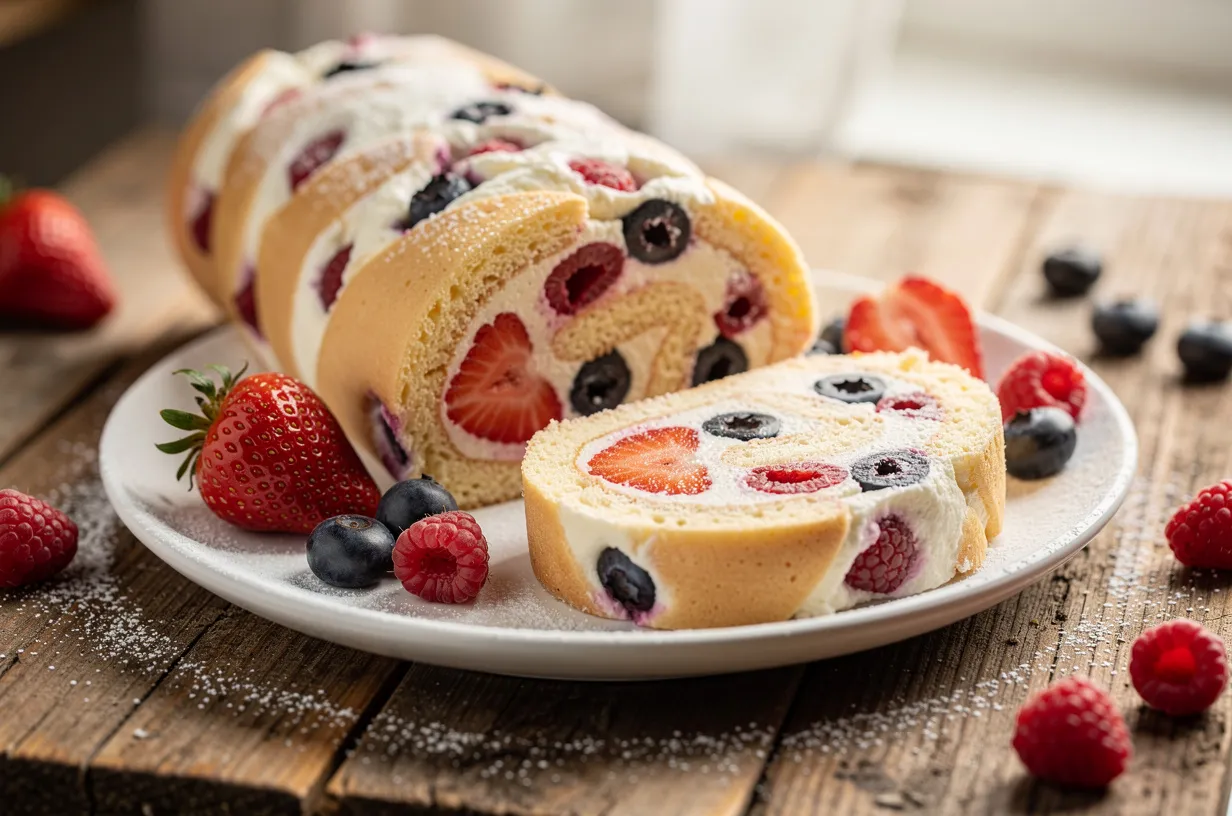 Berry Cream Cookie Dough Roll with Vanilla Filling