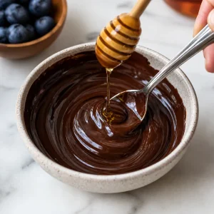 Honey stirred into warm melted dark chocolate for a sweeter magic shell