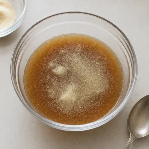 Gelatin blooming in cold beef broth