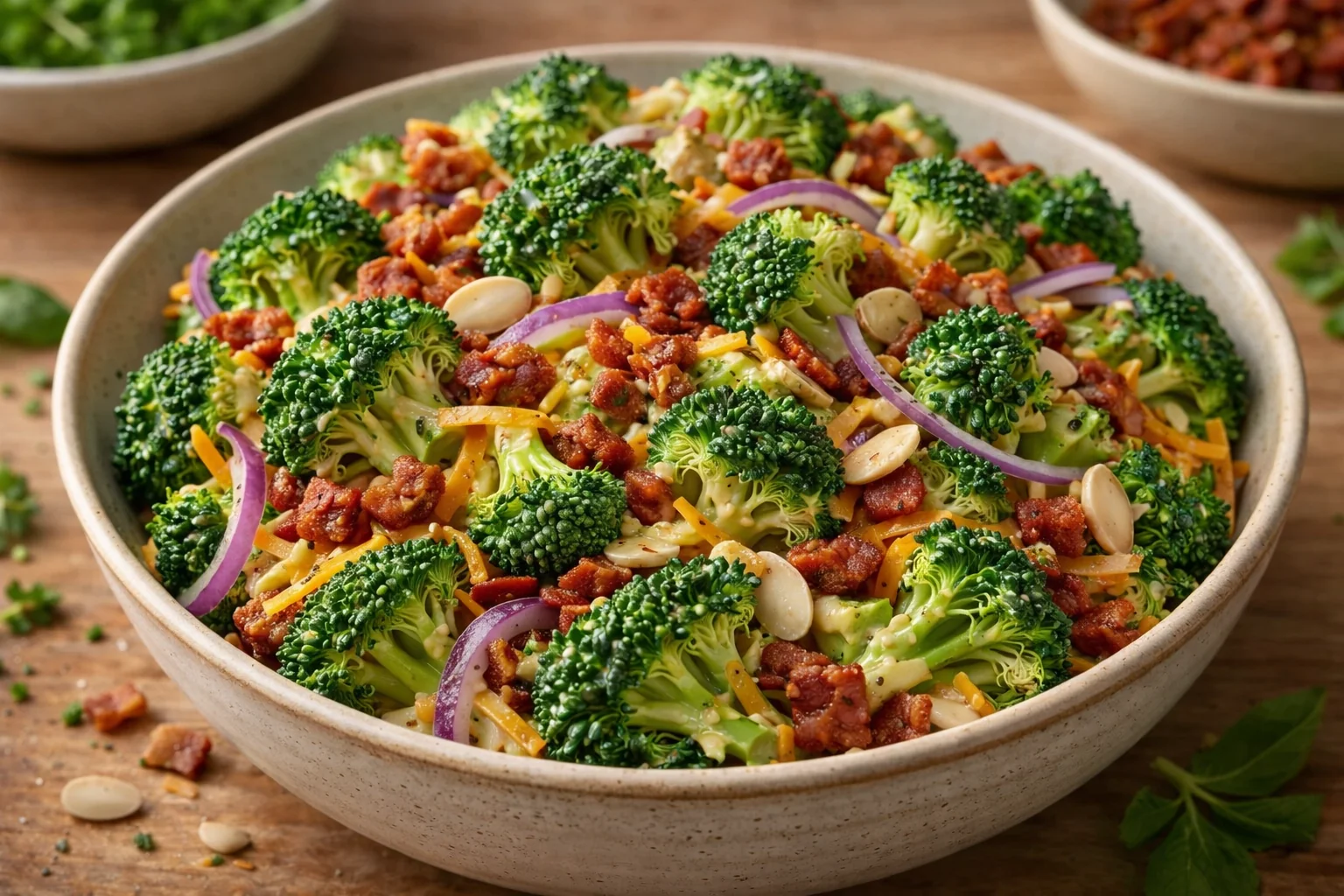 Broccoli Salad with Crunchy Bacon and Cheddar Cheese