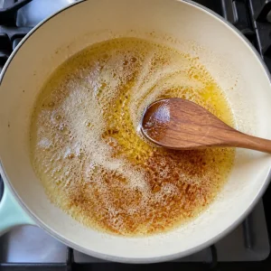 Butter browning in a light-colored saucepan