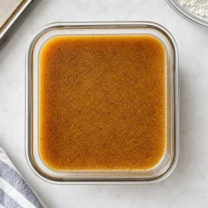Solidified browned butter in a shallow dish
