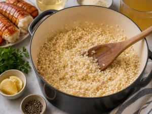 Arborio Reis roestet mit Butter und Aromaten