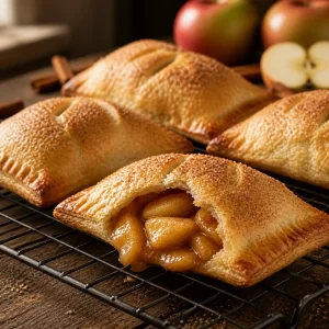 Chaussons aux pommes refroidissant sur une grille