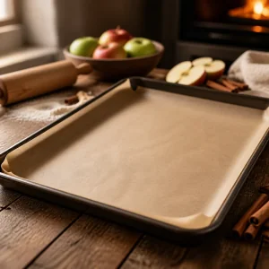 Plaque de cuisson chemisee de papier sulfurise