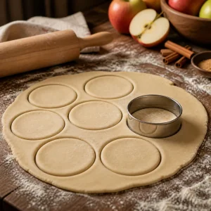 Pate a tarte etalee et decoupee en cercles