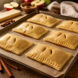 Chaussons aux pommes crus avec entailles et sucre grossier