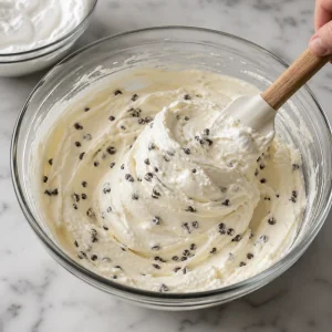 Cannoli cream folded with mini chocolate chips