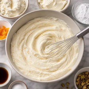Ricotta mascarpone filling whisked with orange zest