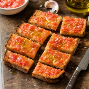 Pane al pomodoro tagliato in porzioni