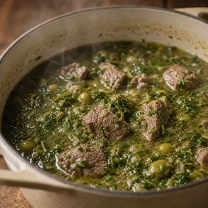 Stufato di agnello alle erbe scaldato dolcemente