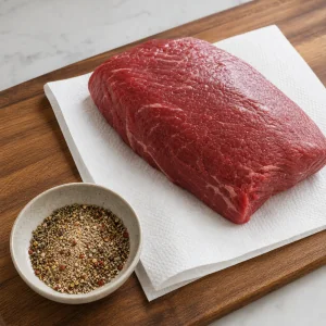 Raw beef roast with mixed Italian beef spices