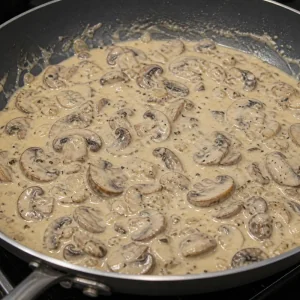 Mushrooms coated in thick cream sauce