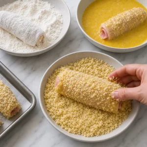 Roladka z kurczaka dociskana do maślanego panko