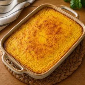 Baked pastel de choclo with a golden corn topping