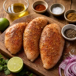 Seasoned chicken thighs with lime and spices