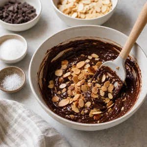 Amêndoas torradas envolvidas no chocolate com açúcar e sal marinho