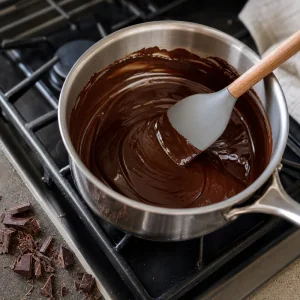 Cioccolato fuso in un pentolino
