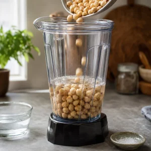 Nocciole ammollate nel frullatore con acqua