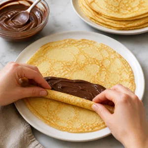 Chocolate-Filled Rolled Crêpes with Cocoa Dust