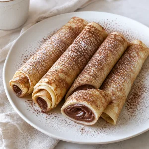 Chocolate-Filled Rolled Crêpes with Cocoa Dust
