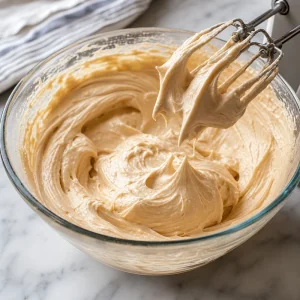 Peanut butter whipped cream holding soft peaks