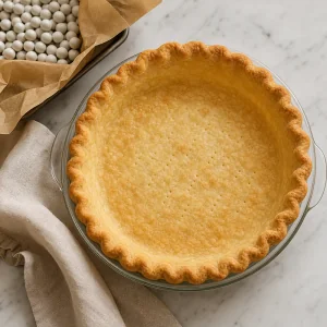 Fond de tarte cuit à blanc refroidissant dans un moule