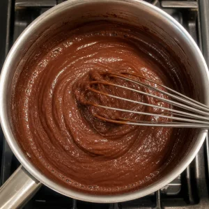 Pudding au chocolat épaissi avec traces de fouet
