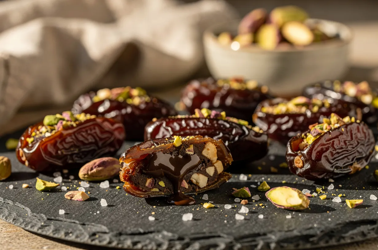 Dátiles Medjool rellenos de chocolate y frutos secos