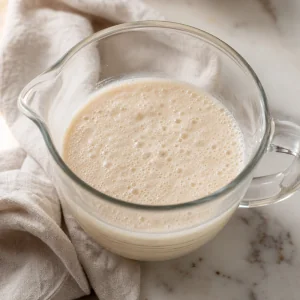 Levure mousseuse qui s active dans du lait tiede