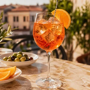 Garnish with a fresh orange slice. Give it a very gentle stir to combine the layers and serve immediately.
