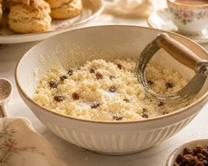 Impasto sbriciolato per scones con zucchero e uvetta