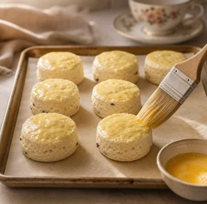 Scones crudi spennellati con uovo