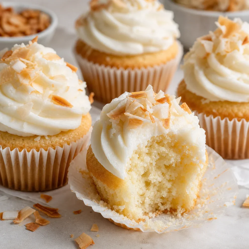 Petits gâteaux à la noix de coco garnis de coco toasté