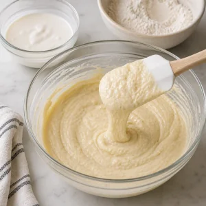 Pâte lisse à la noix de coco soulevée à la spatule