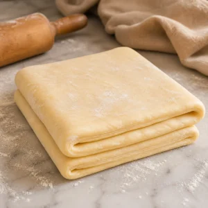 Folded croissant dough during lamination