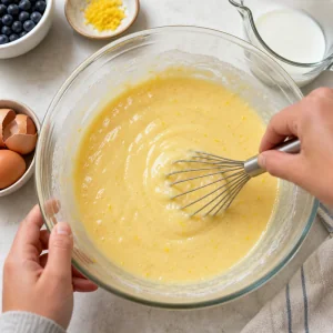 Impasto al limone liscio sbattuto con burro zucchero uova e latte