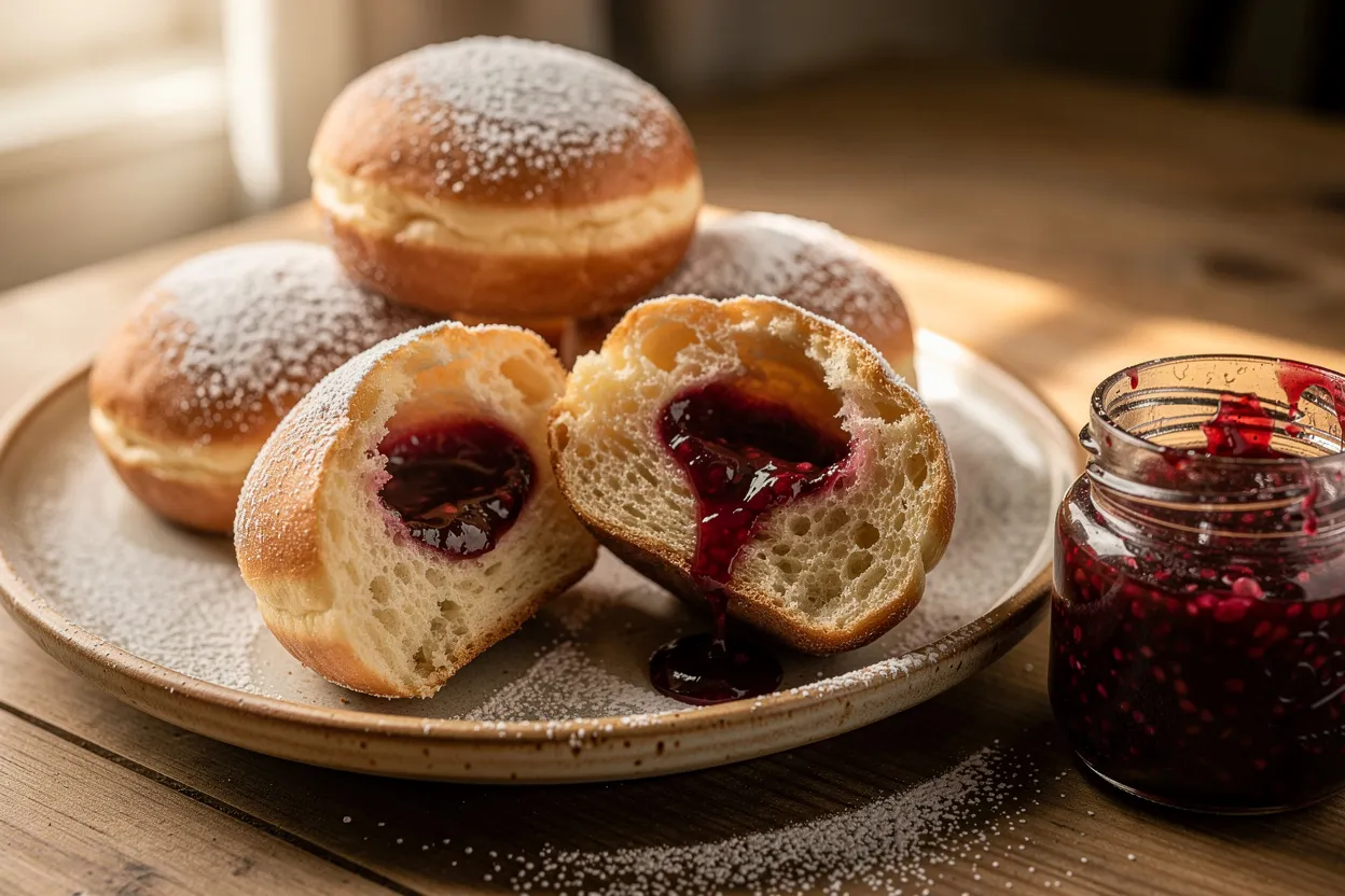 Sufganiyot clásicas: berlinas rellenas de mermelada