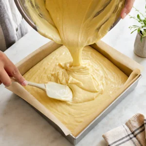 Creme quente de limão despejado em uma crosta assada