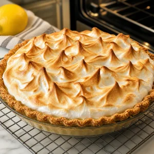 Torta de limão com merengue assada até dourar por cima