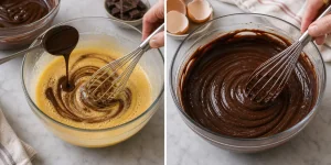 Yemas tibias templadas con chocolate fundido hasta quedar brillantes