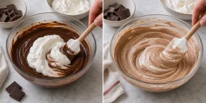 Nata montada incorporada al chocolate para aligerarlo
