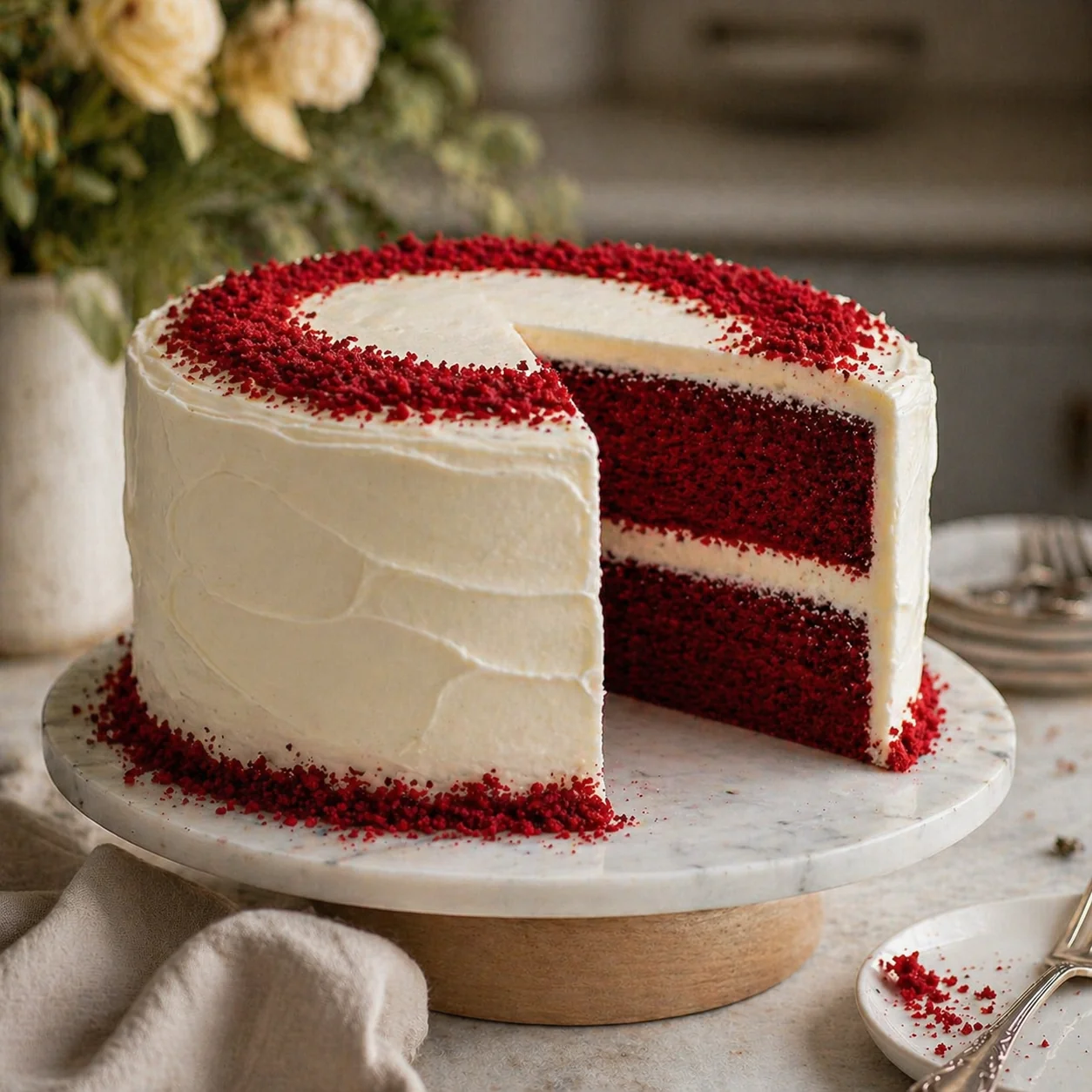 Classic Red Velvet Cake with Tangy Cream Cheese Frosting