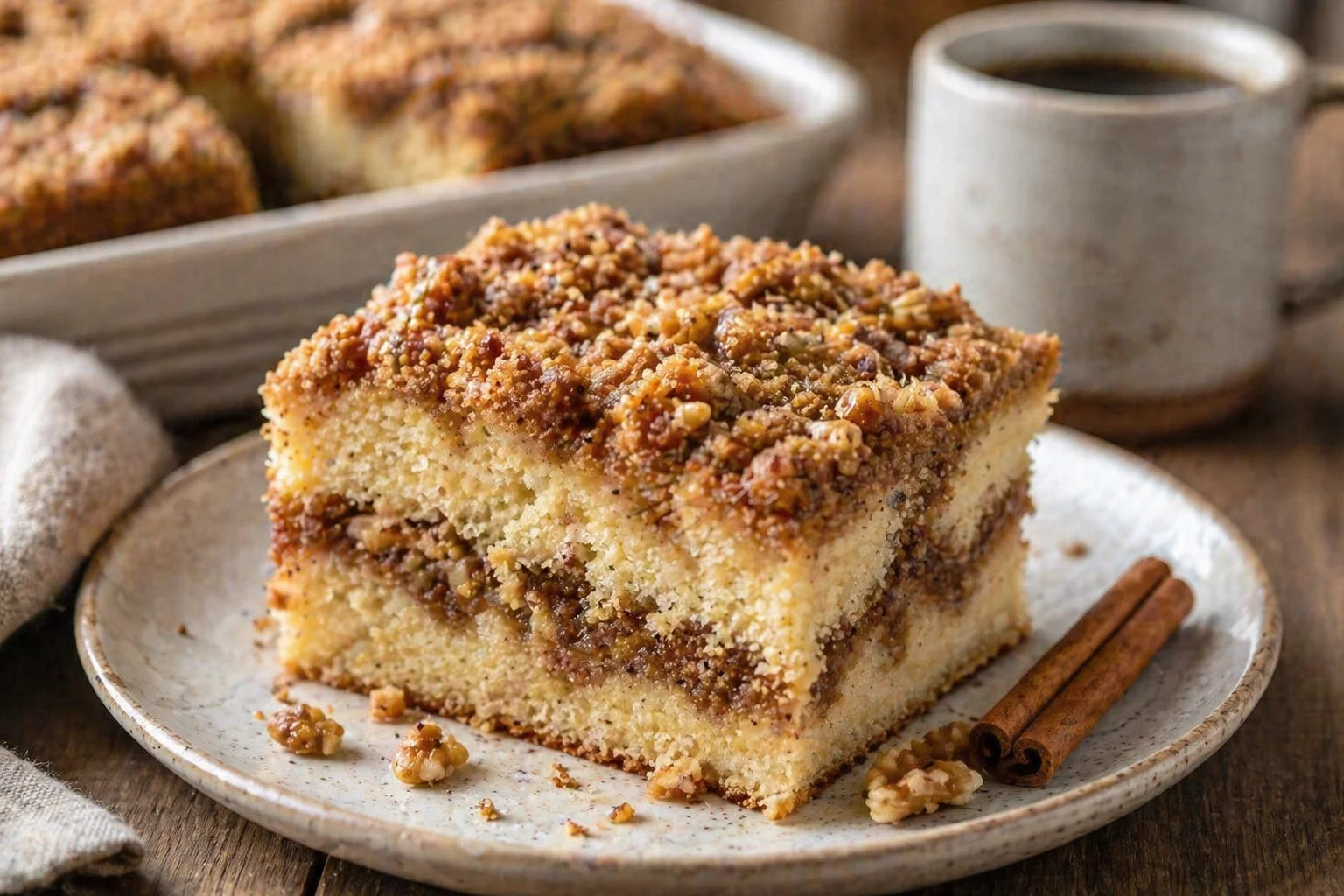 Classic Sour Cream Coffee Cake with Cinnamon Streusel