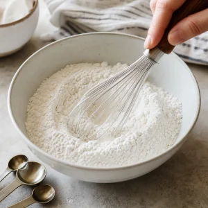 Dry ingredients whisked together in a bowl